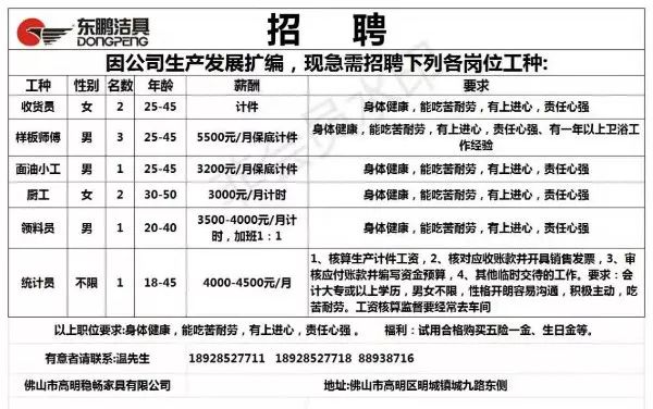 东光最新招工信息大汇总